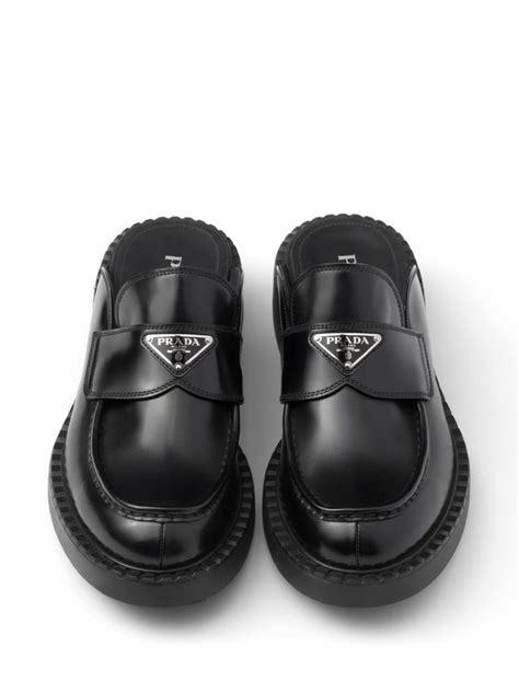 prada logo leather mules